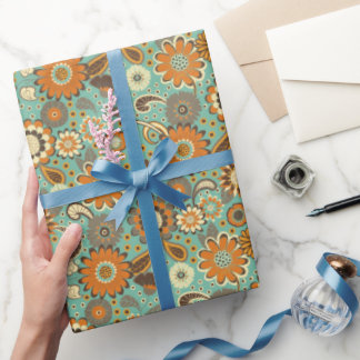 Retro Groovy 70s Flower Power Wrapping Paper