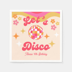Retro Groovy 70s Let's Disco Any Age Birthday Napkin
