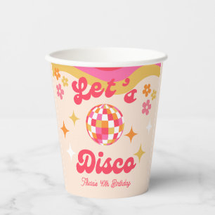 Retro Groovy 70s Let's Disco Any Age Birthday Paper Cups