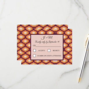 Retro Groovy 70's Orange Wedding RSVP Card