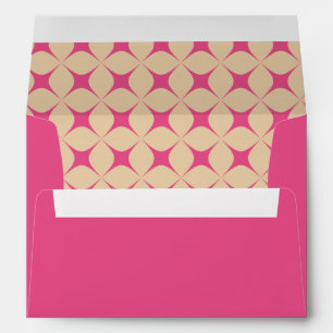 Retro Groovy 70s Pattern Pink Beige Wedding Envelope