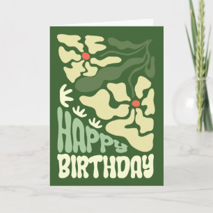 Retro Groovy 70s Psychedelic Floral Birthday Card