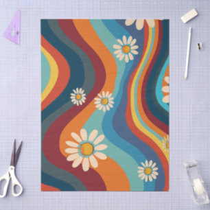 Retro Groovy 70's Rainbow Daisy Tissue Paper