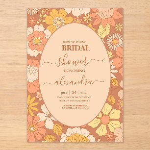 Retro Groovy 70's Themed Bridal Acrylic Invitations