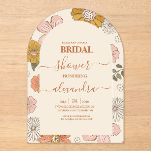 Retro Groovy 70's Themed Bridal  Invitation
