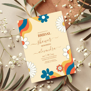 Retro Groovy 70's Themed Bridal Invitation