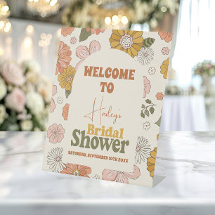 Retro Groovy 70's Themed Bridal  Pedestal Sign