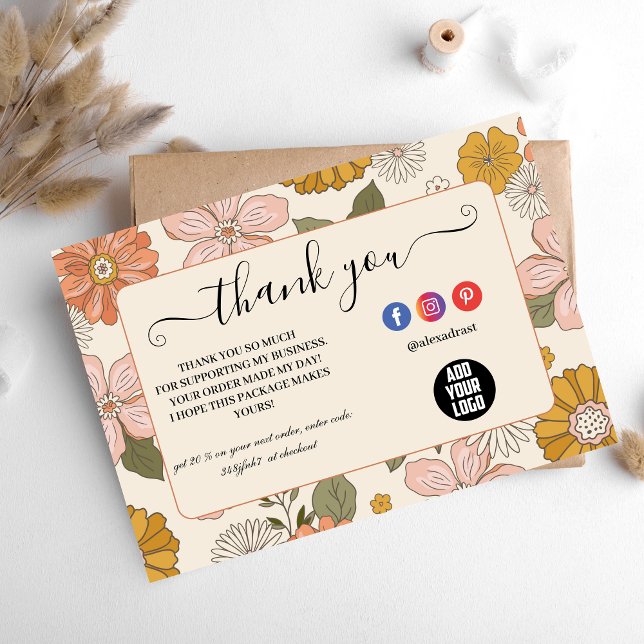 Retro Groovy 70's Themed Business Thank You Card (Creator Uploaded)