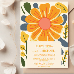 Retro Groovy 70's Themed Muted Tones Wedding  Invitation