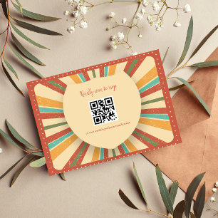 Retro Groovy 70's Themed Muted Tones Wedding RSVP 