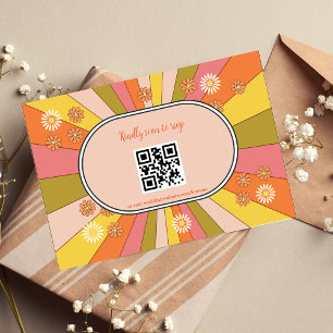 Retro Groovy 70's Themed Muted Tones Wedding RSVP 