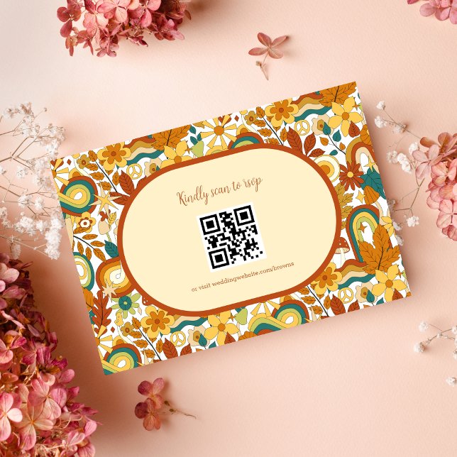 Retro Groovy 70's Themed Muted Tones Wedding RSVP  (Creator Uploaded)