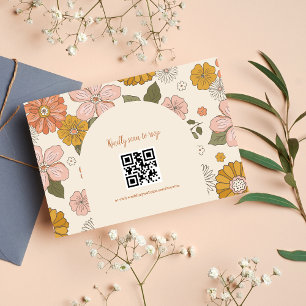 Retro Groovy 70's Themed Muted Tones Wedding RSVP  Card