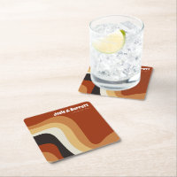 Retro Groovy 70s Wavy Orange Brown Funky Wedding