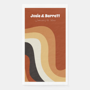 Retro Groovy 70s Wedding Personalized Burnt Orange Napkin