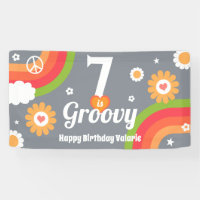 Retro Groovy 7th Birthday  Banner