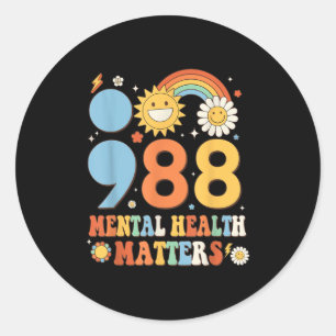 Retro Groovy 988 Mental Health S Suicide Preventio Classic Round Sticker