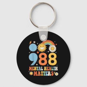 Retro Groovy 988 Mental Health S Suicide Preventio Key Ring