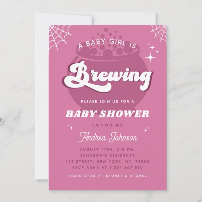 Retro Groovy A Baby Girl Is Brewing Baby Shower Invitation (Front)