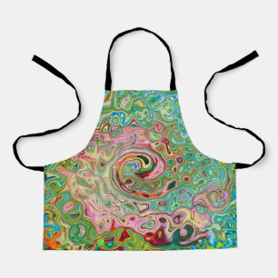 Retro Groovy Abstract Colourful Rainbow Swirl Apron