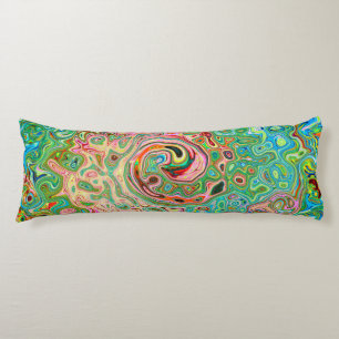 Retro Groovy Abstract Colourful Rainbow Swirl Body Cushion