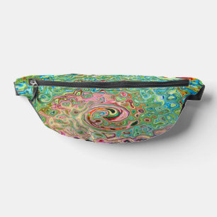 Retro Groovy Abstract Colourful Rainbow Swirl Bum Bags