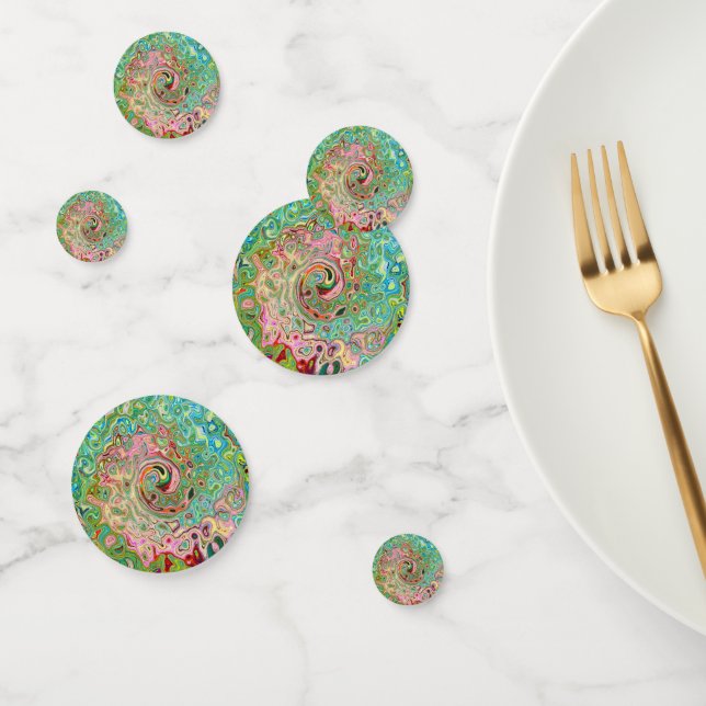 Retro Groovy Abstract Colourful Rainbow Swirl Confetti (Group)
