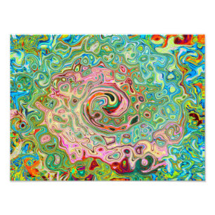 Retro Groovy Abstract Colourful Rainbow Swirl Photo Print