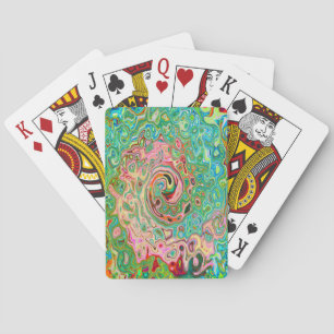 Retro Groovy Abstract Colourful Rainbow Swirl Playing Cards