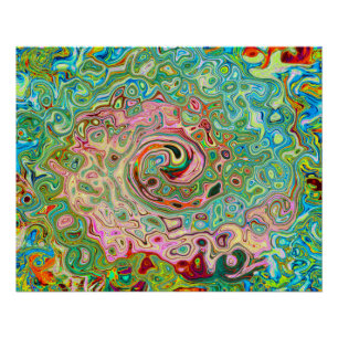 Retro Groovy Abstract Colourful Rainbow Swirl Poster