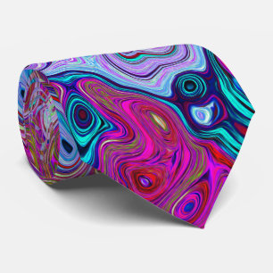 Retro Groovy Abstract Lavender and Magenta Swirl Tie