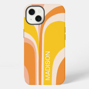 Retro Groovy Abstract Peach Orange Yellow Name iPhone 13 Case