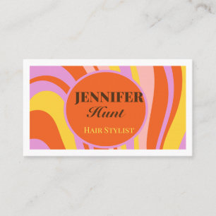 Retro Groovy Abstract Wavy QR code Social Media  Business Card