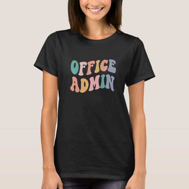 Retro Groovy Admin Squad Back To School Office Adm T-Shirt (Front)