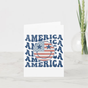 Retro Groovy America Usa Smile Face Patriotic 4th  Card