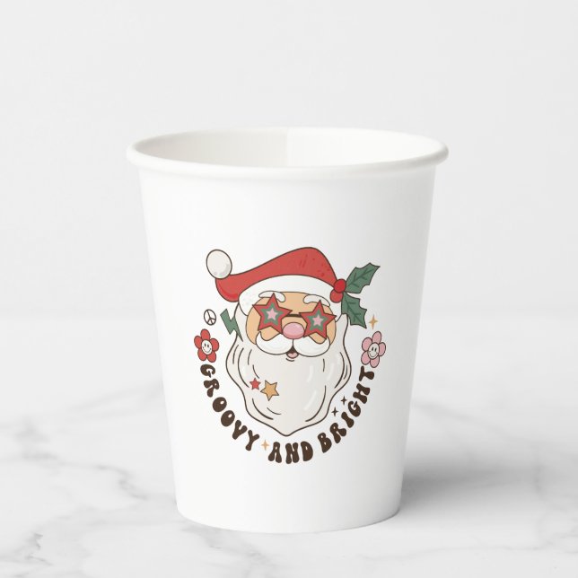 Retro Groovy and Bright Christmas Paper Cups (Left)