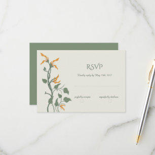 Retro Groovy Art Nouveau Floral RSVP Card