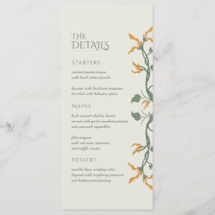 Retro Groovy Art Nouveau Floral Wedding Menu