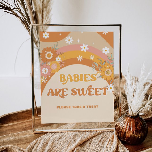 Retro groovy babies are sweet baby shower poster (Creator Uploaded)