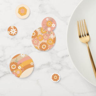 Retro groovy baby birthday confetti