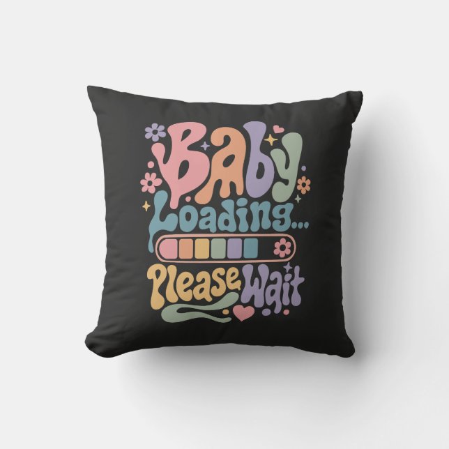 Retro Groovy Baby Loading Please Wait Maternity Cushion (Front)