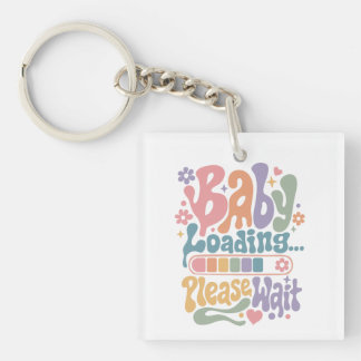Retro Groovy Baby Loading Please Wait Maternity Key Ring