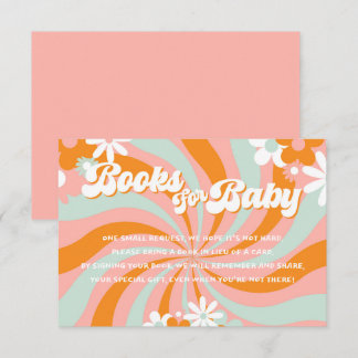 Retro Groovy Baby Shower Books for Baby Enclosure Card
