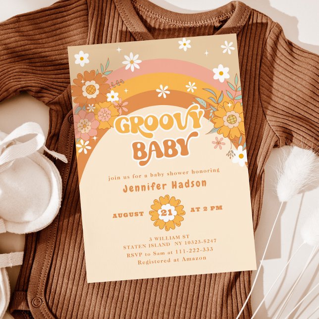Retro groovy baby shower invitation (Creator Uploaded)