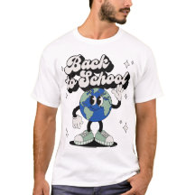 Retro Groovy Back To School Waving Globe Mascot