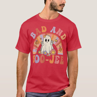 Retro Groovy Bad And Boo-Jee Floral Ghost Hallowee T-Shirt