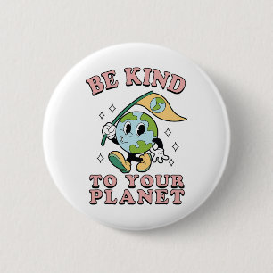 Retro Groovy Be Kind To Your Planet Earth Day 70s 6 Cm Round Badge