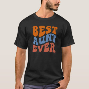 Retro Groovy Best Aunt Ever Wavy Hippie Boho 70s V T-Shirt