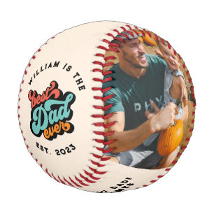 Retro Groovy Best Dad Ever 2 Photo Baseball