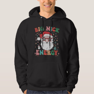 Retro Groovy Big Nick Energy Funny Christmas Santa Hoodie